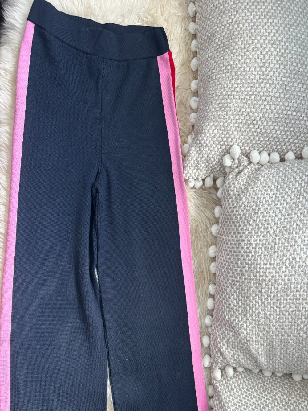 Maeve Anthropologie Pants Womens Navy Colorblock Wide Leg Knit Stripe Small NWT